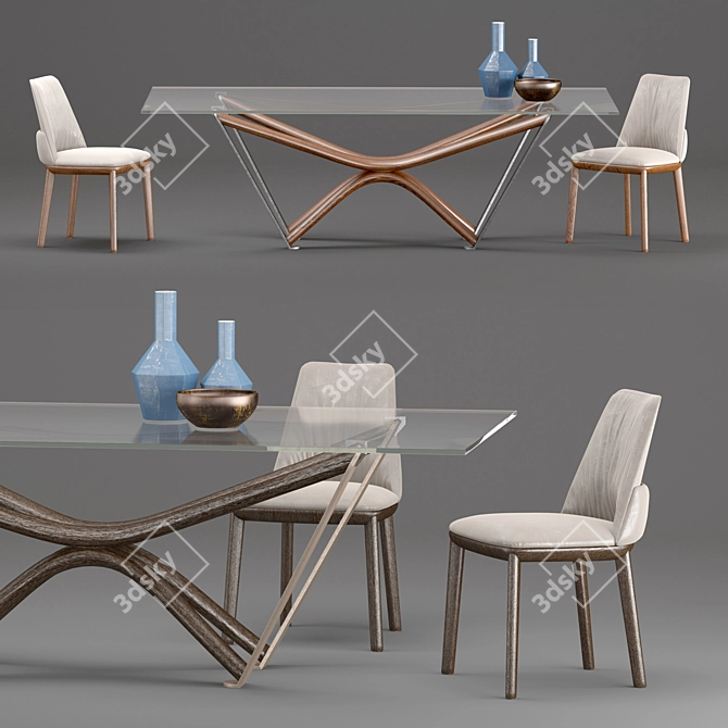 Elegant Marathon Dining Set 3D model image 3