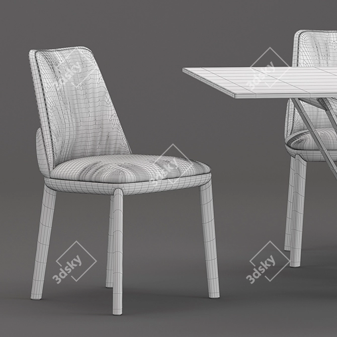 Elegant Marathon Dining Set 3D model image 4