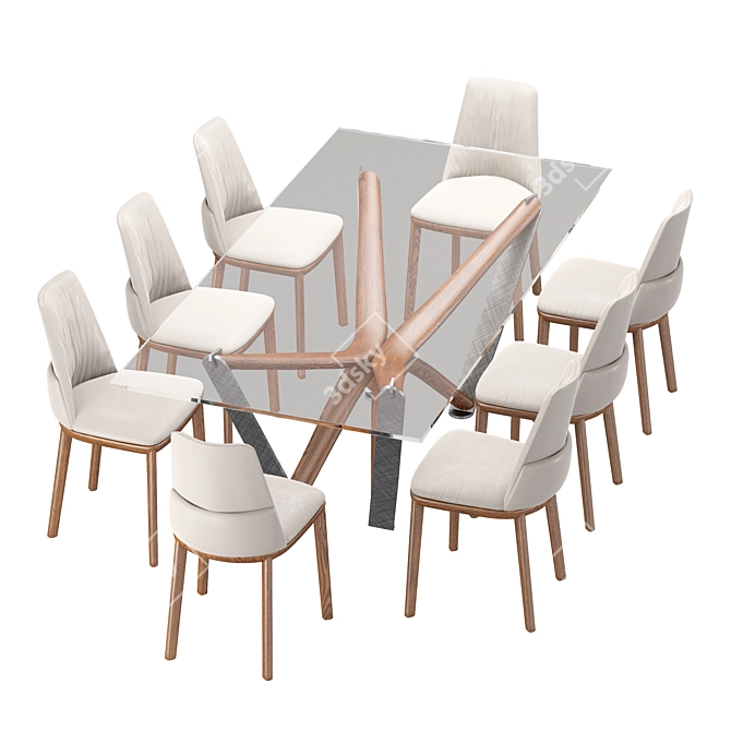 Elegant Marathon Dining Set 3D model image 6