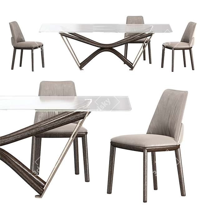 Elegant Marathon Dining Set 3D model image 7