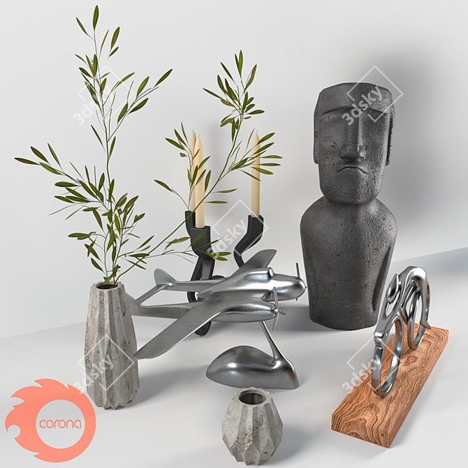 Modern Ethnic Decor Set 3D model image 2