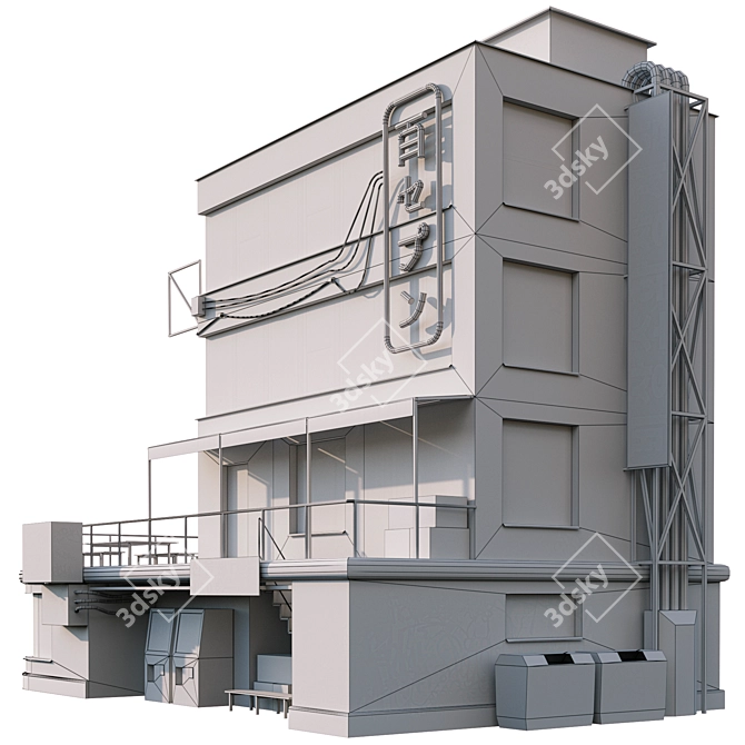 Low Poly 4-Story Building Kit 3D model image 4