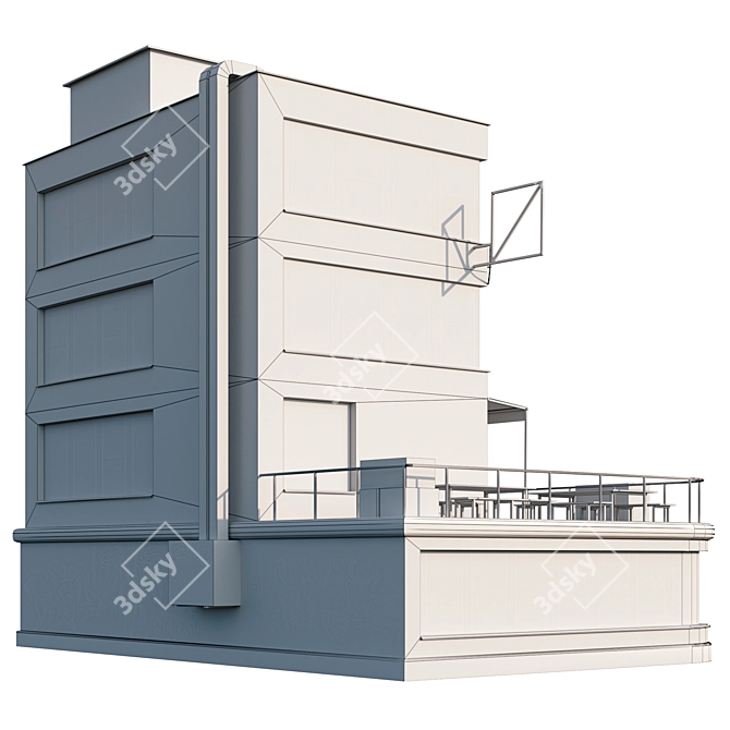 Low Poly 4-Story Building Kit 3D model image 5