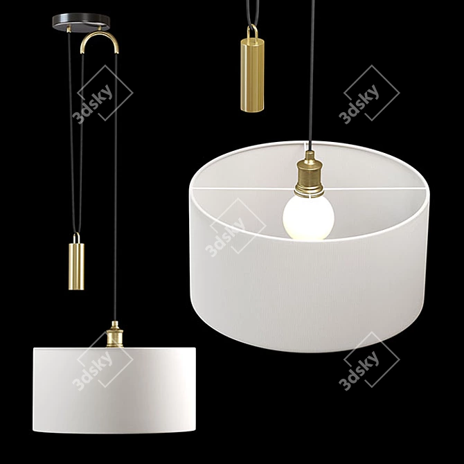 Teo Antique Brass Pendant: Classic Elegance with a Modern Twist 3D model image 1