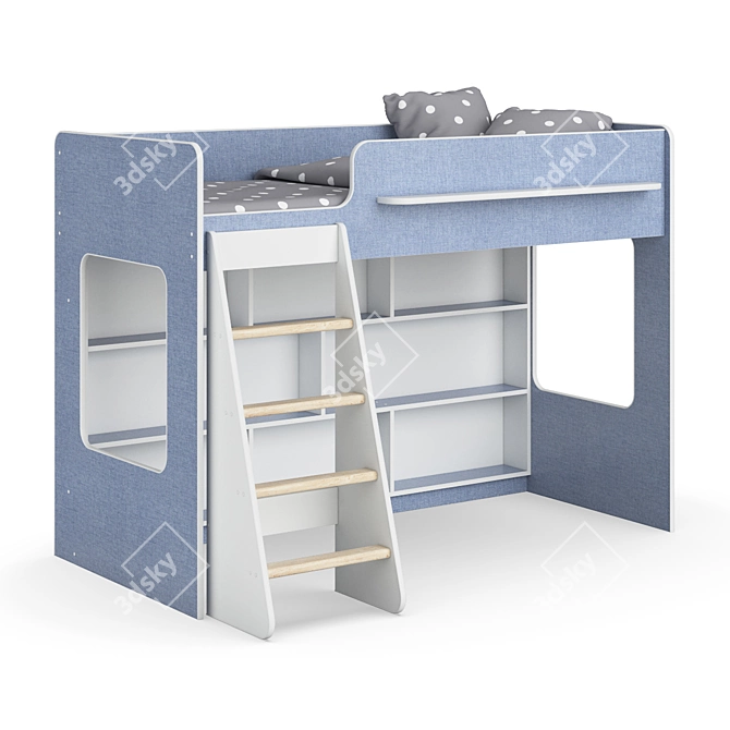 Modular Loft Bed Set in White 3D model image 1