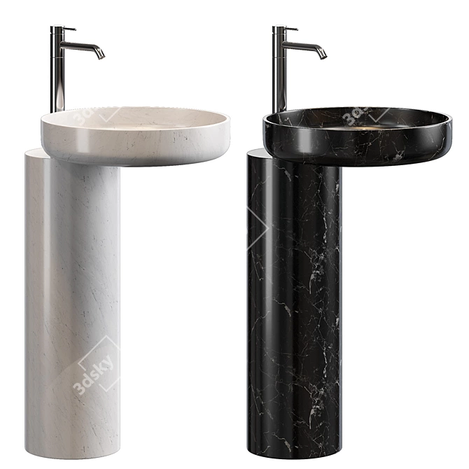 Marble Freestanding Washbasin 3D model image 1