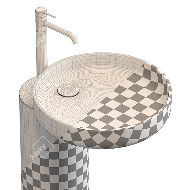 Marble Freestanding Washbasin 3D model image 4