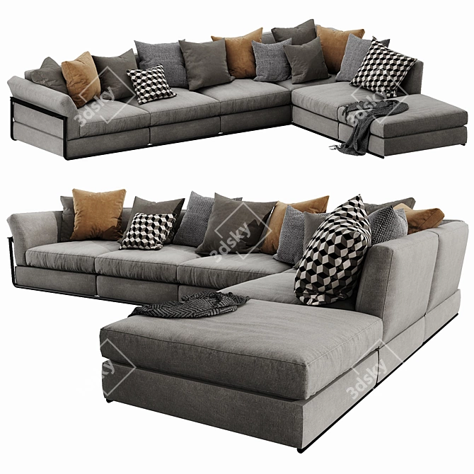 Sleek Flexform Zeno Sectional: Modern Design for Ultimate Comfort 3D model image 3