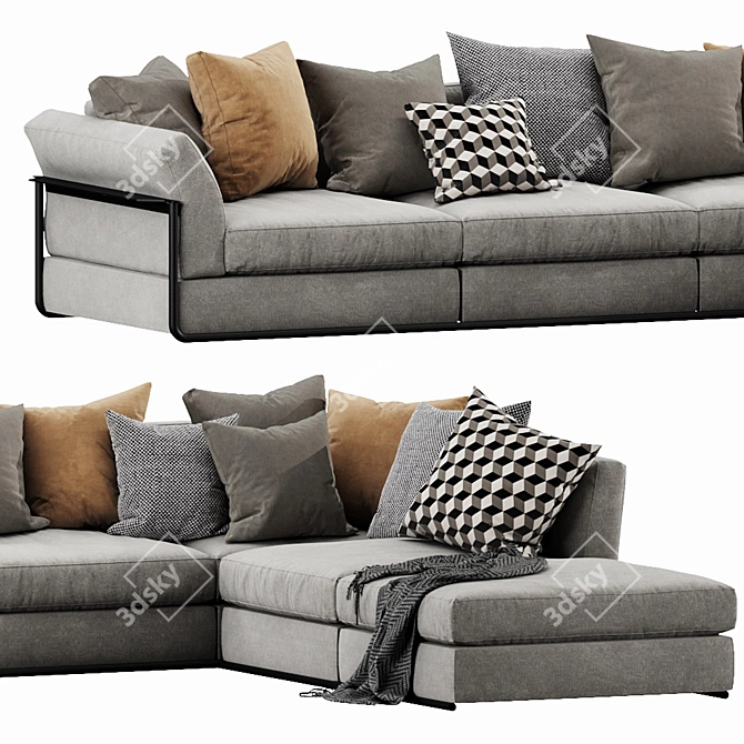 Sleek Flexform Zeno Sectional: Modern Design for Ultimate Comfort 3D model image 5