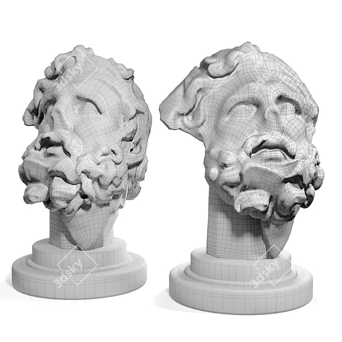 Giant's Head Sculpture: Ancient Greek Mythology Art 3D model image 4