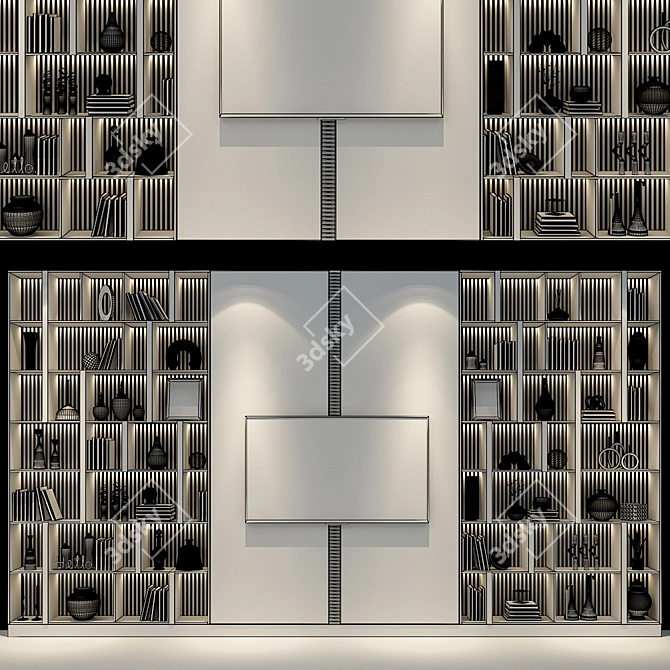 Modern TV Shelf Set 305 3D model image 2