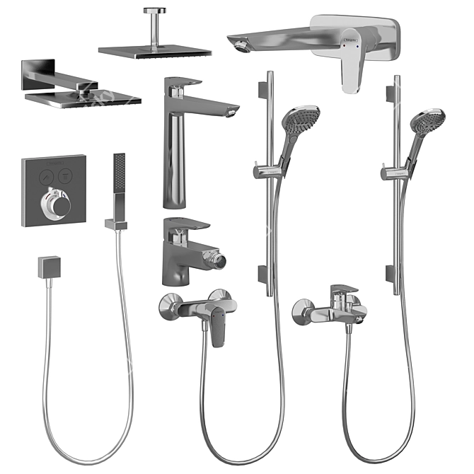 HANSGROHE Rainfinity Set: Adjustable Raindance Shower with Talis Watering Can 3D model image 2