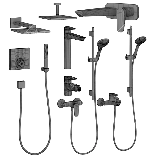 HANSGROHE Rainfinity Set: Adjustable Raindance Shower with Talis Watering Can 3D model image 3