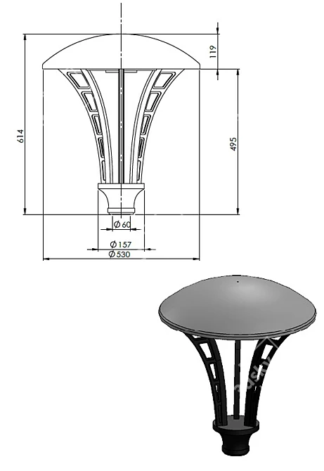 London 3 Park Lamp: Elegant Illumination 3D model image 3