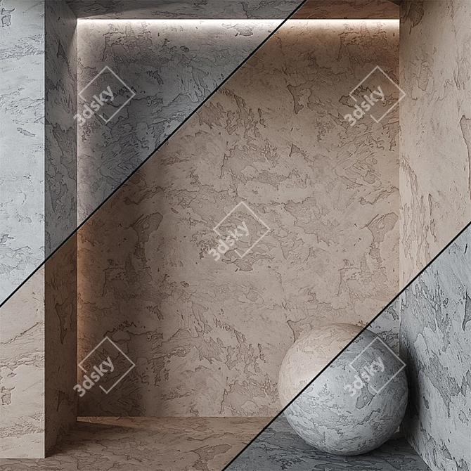 Seamless Decorative Plaster Texture 3D model image 1