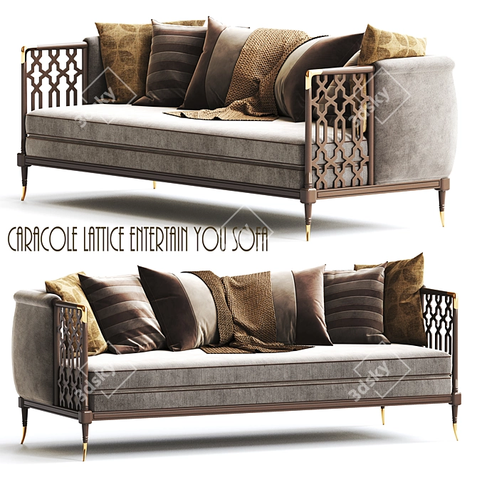 Elegant Lattice Sofa: Modern Entertainment Piece 3D model image 1