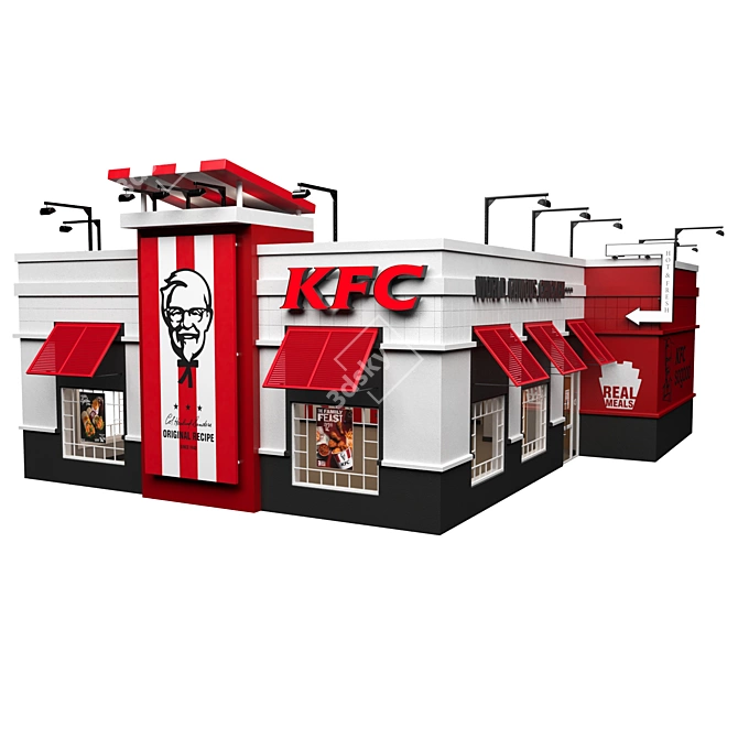 KFC Fast Food Restaurant 3D model image 7