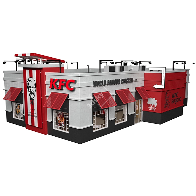 KFC Fast Food Restaurant 3D model image 11