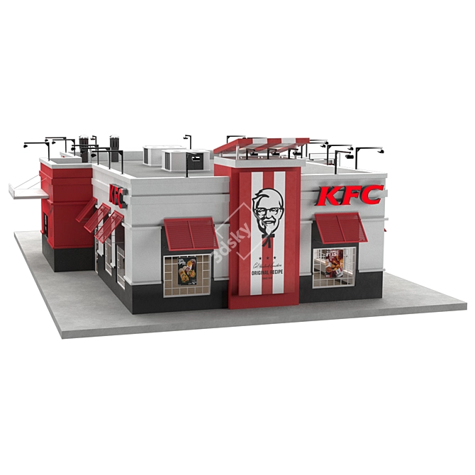 KFC Fast Food Restaurant 3D model image 12