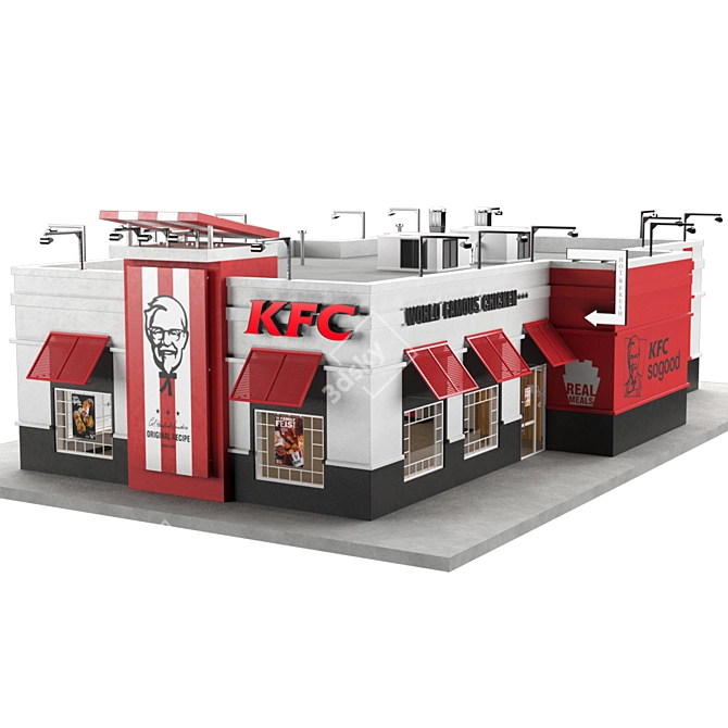 KFC Fast Food Restaurant 3D model image 2