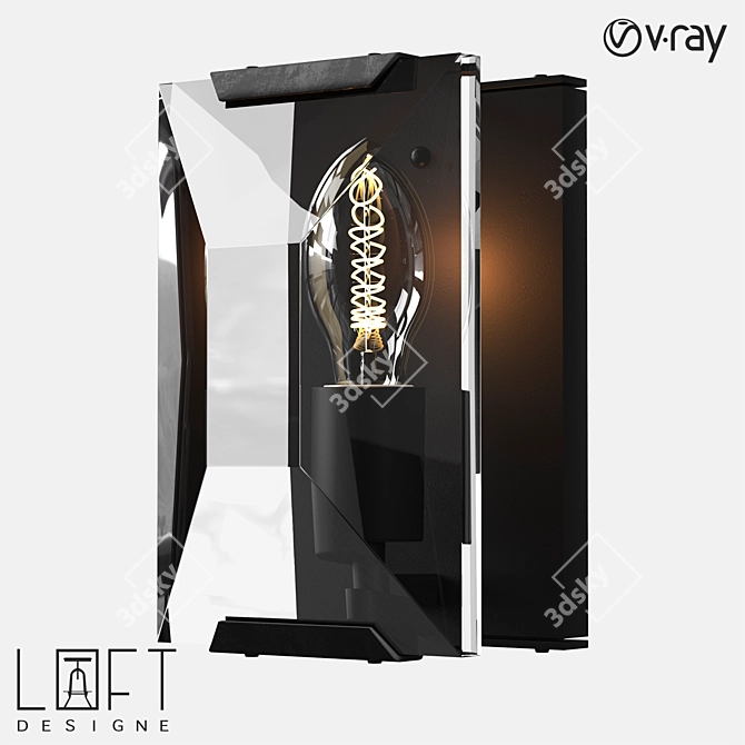 Elegant Glass and Metal Wall Lamp 3D model image 1