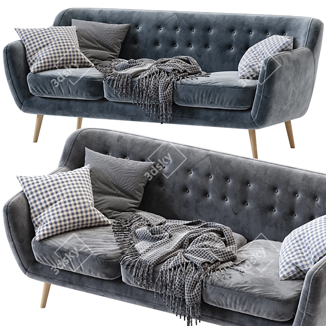 Luxury Velvet Rain Sofa 3D model image 1