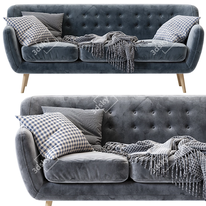 Luxury Velvet Rain Sofa 3D model image 2