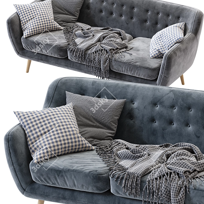 Luxury Velvet Rain Sofa 3D model image 4