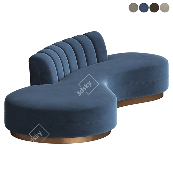 Curved Chanel Velvet Sofa: Haute House Layla 3D model image 3