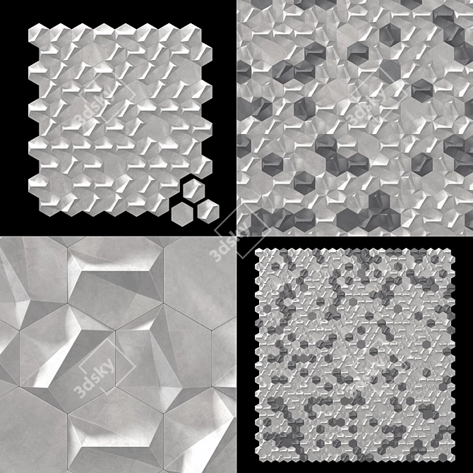 Hexagon Concrete Panel n2 3D model image 1