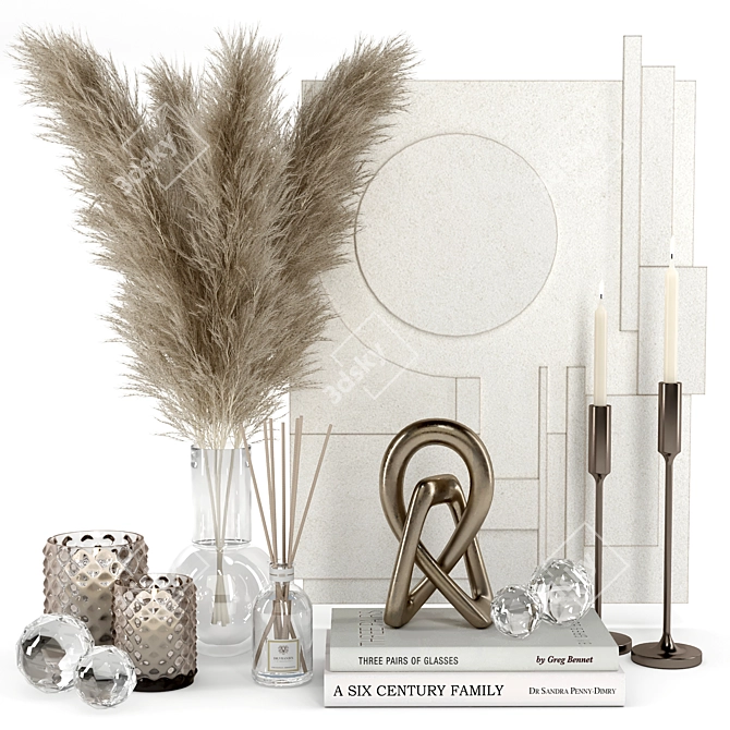 Elegant Pampas Decor Set 3D model image 1