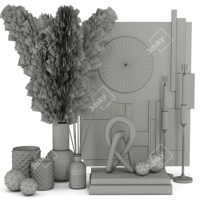 Elegant Pampas Decor Set 3D model image 5