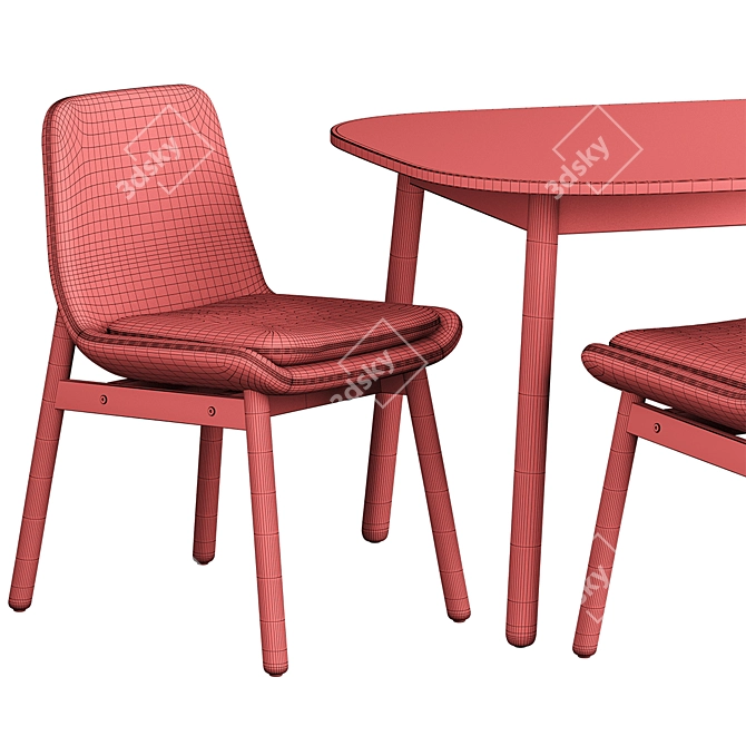 VEDBO VEDBU IKEA M Table & Chair - White Birch 3D model image 5