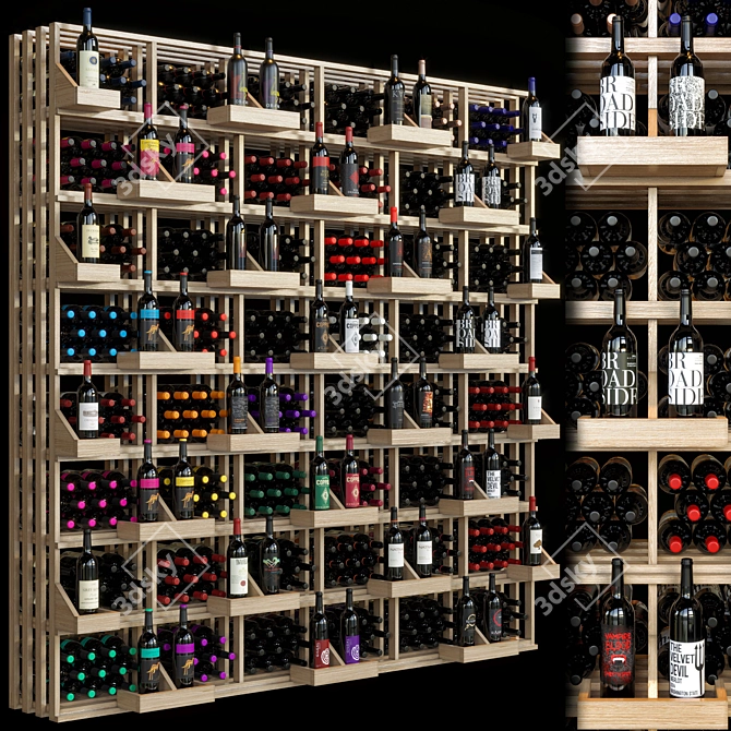 Modular Wine Shelf Rack 3D model image 1