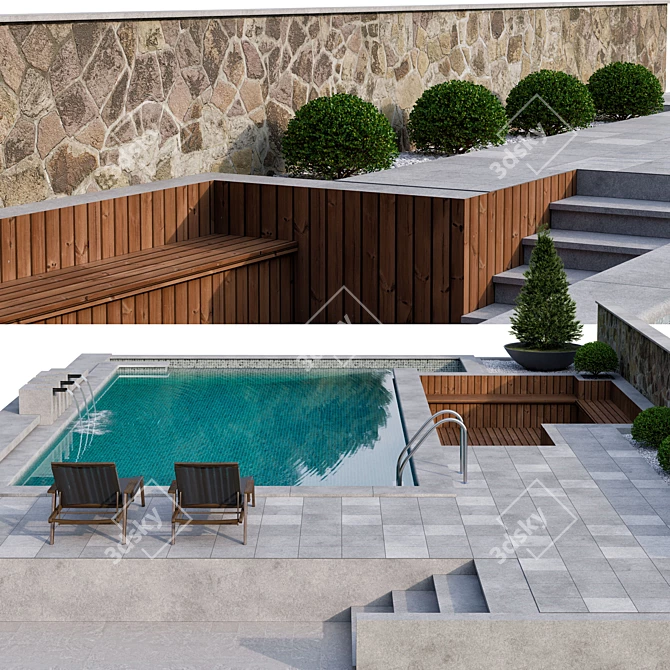 Modern Pool Oasis 3D model image 2