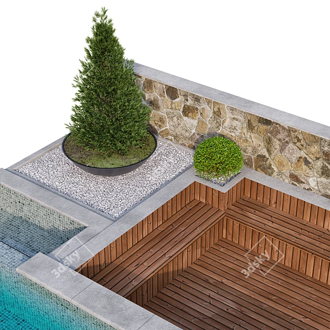 Modern Pool Oasis 3D model image 4