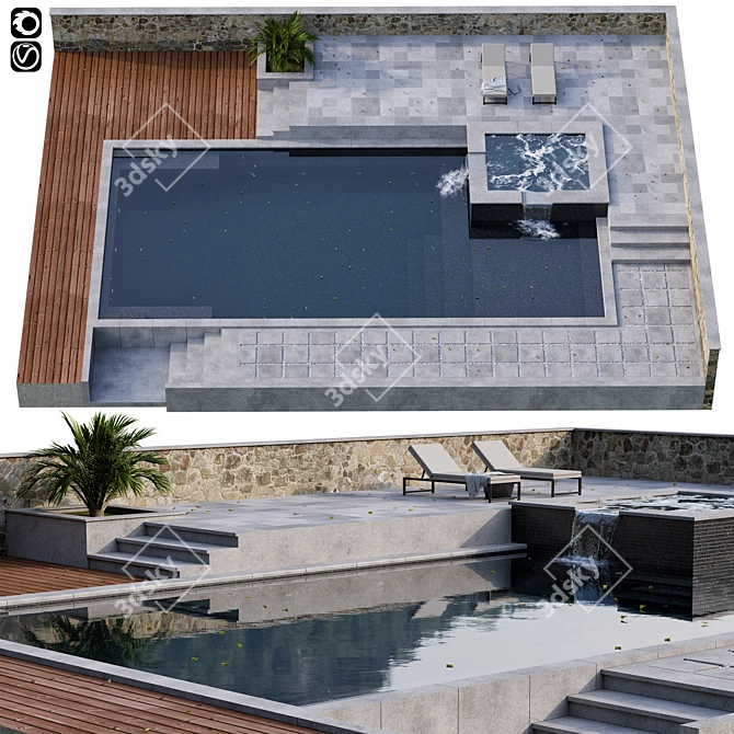 Modern Pool Design: 11m2 with V-Ray 3D model image 1