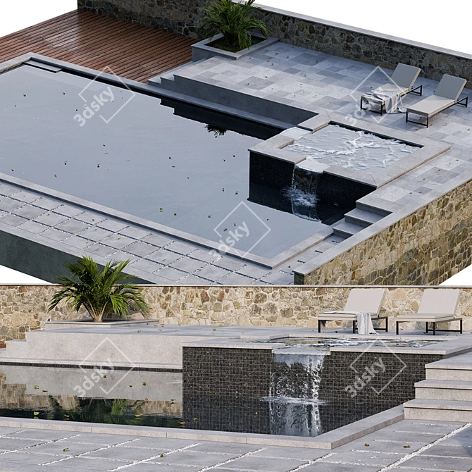 Modern Pool Design: 11m2 with V-Ray 3D model image 3