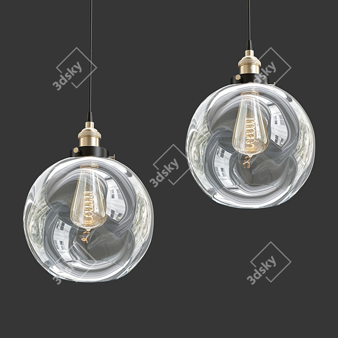 Ocean Blue Glass Pendant Light 3D model image 1