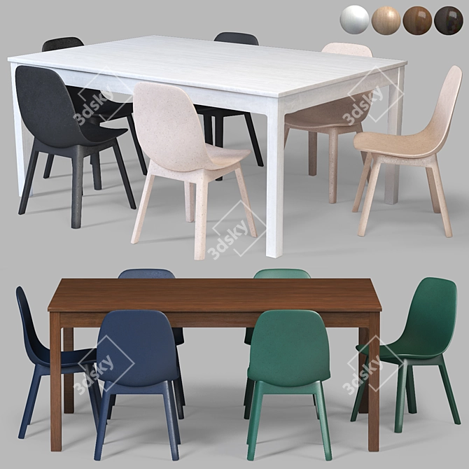 Modern Dining Set: ODGER & EKEDALEN 3D model image 1