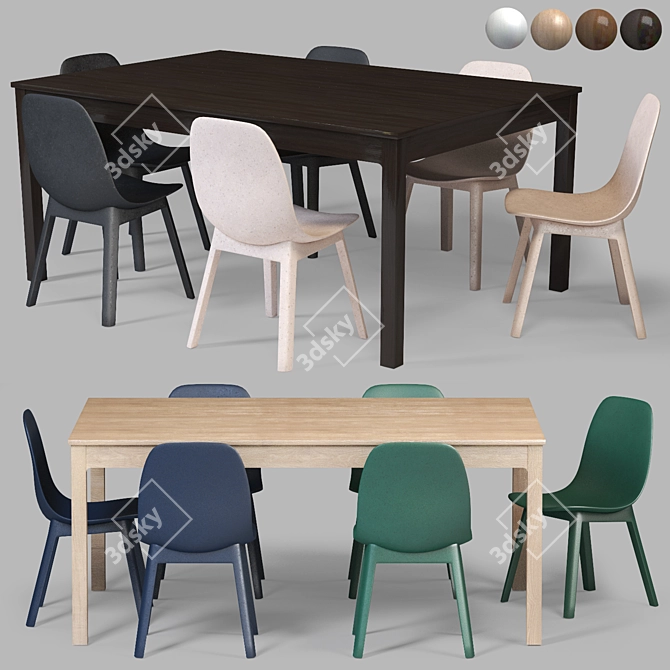 Modern Dining Set: ODGER & EKEDALEN 3D model image 2