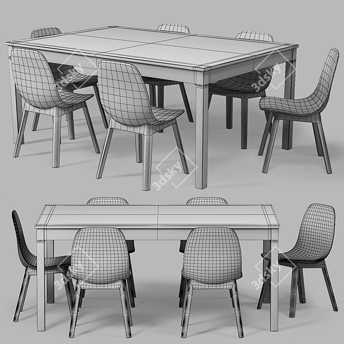 Modern Dining Set: ODGER & EKEDALEN 3D model image 3