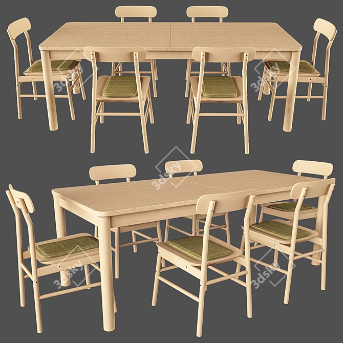 Sleek Rönninge Dining Set 3D model image 1