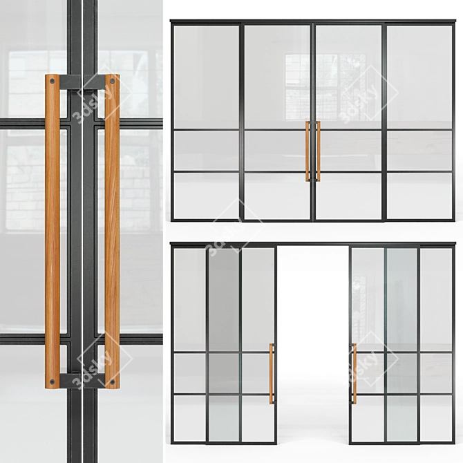 Industrial Loft Glass Partition 3D model image 1