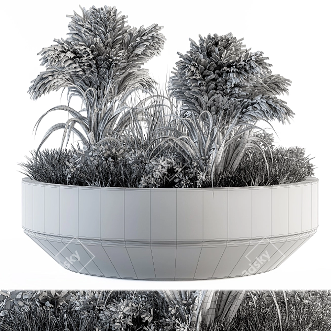 Outdoor Oasis: Concrete Pot Plant Set 3D model image 3