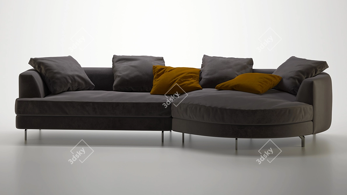 Modern Chaise Sectional Sofa 3D model image 2