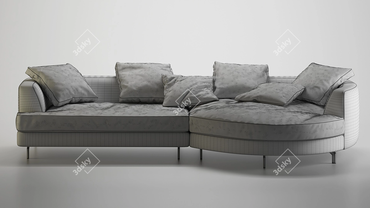 Modern Chaise Sectional Sofa 3D model image 4