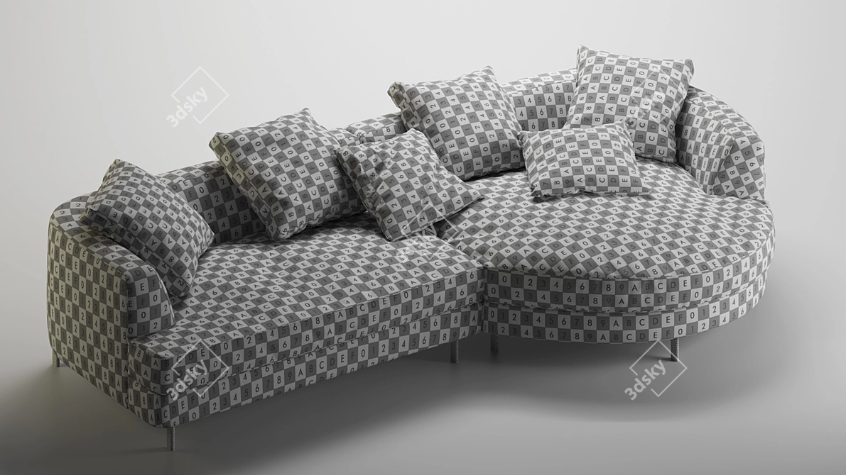 Modern Chaise Sectional Sofa 3D model image 5