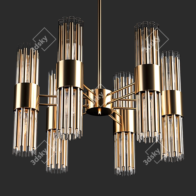 Art-Deco Style Chandelier: Metal & Glass Elements 3D model image 1