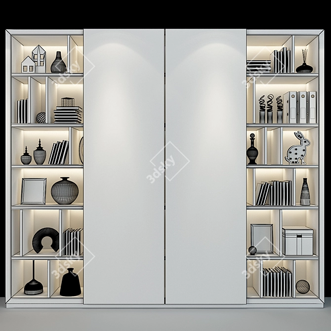 Modern Oak Cabinet 0296 3D model image 2